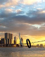 Sunset Erasmus Bridge from the Boompjes in Rotterdam