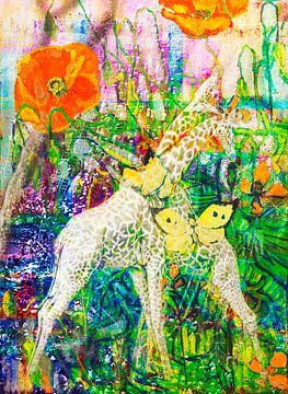 Giraffen und Schmetterlinge mit Salgado Brandt Van Gogh und Zanolino von Giovani Zanolino