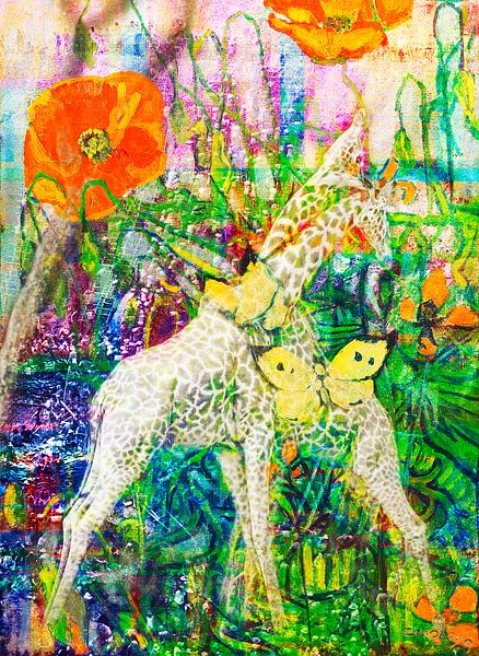 Giraffen und Schmetterlinge mit Salgado Brandt Van Gogh und Zanolino von Giovani Zanolino