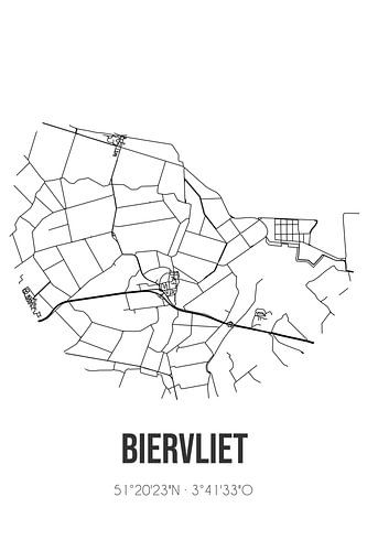 Biervliet (Zeeland) | Karte | Schwarz und Weiß