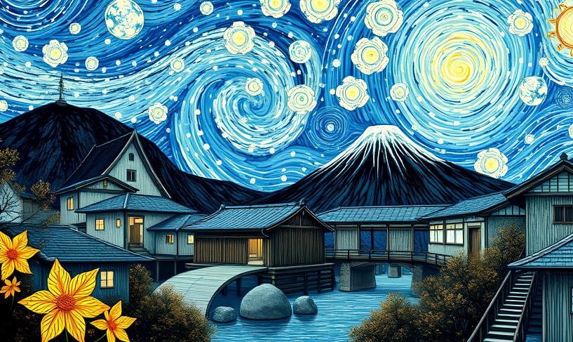 Art moderne japonais Inspiration Van Gogh Nuit étoilée par Egon Zitter