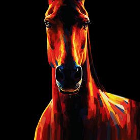 Tête de cheval noble, lueur ardente, graphisme saisissant sur Ramy Salah Hefny