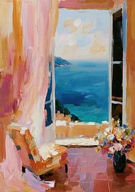 A Mediterranean view from the open window by Niklas Maximilian