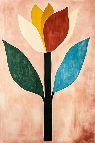 Abstracte kleurrijke bloem schilderij