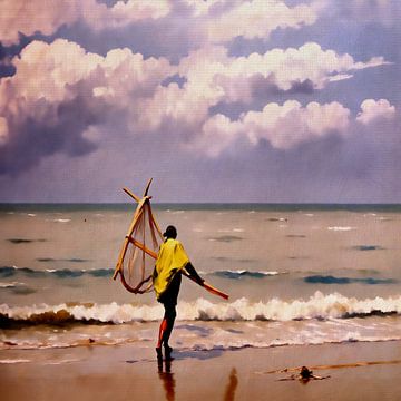 Braving the tides to catch shrimps