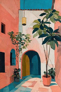 Courtyard with palm trees by Franka Poulain