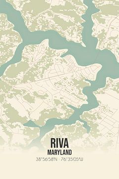 Carte ancienne de Riva (Maryland), USA. sur Rezona