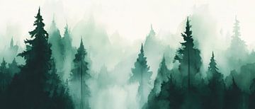 Sfeer van nevelwoud van Poster Art Shop