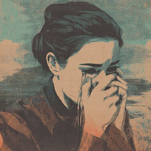 Emotional Surreal Figure Releasing Silent Birds