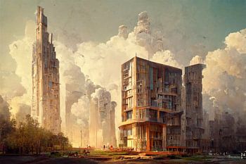 Moderne architectuur in digitale technologie Motief 2