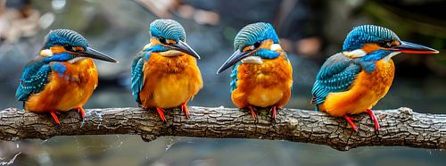 ijsvogels op een rij