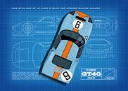 GT40 Le Mans 1968 Blauwdruk van Theodor Decker thumbnail
