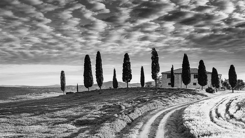 Podere I Cipressini en noir et blanc par Henk Meijer Photography