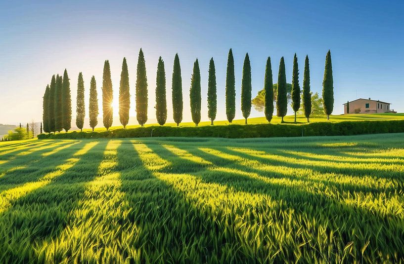 Zonnestralen in een zee van mist van fernlichtsicht