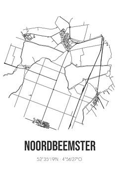 Noordbeemster (Noord-Holland) | Carte | Noir et blanc sur Rezona
