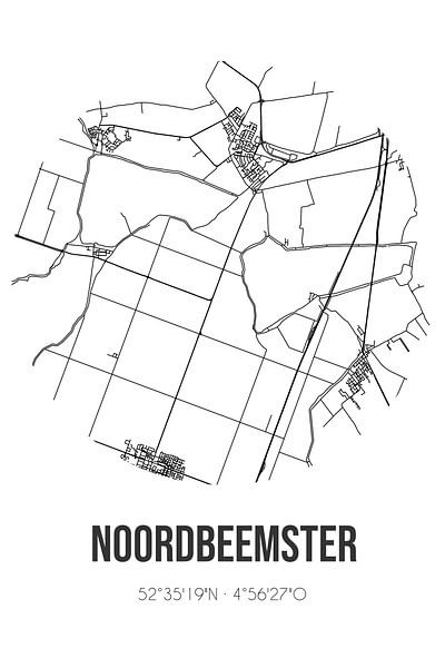 Noordbeemster (Noord-Holland) | Map | Black and White by Prints of Place