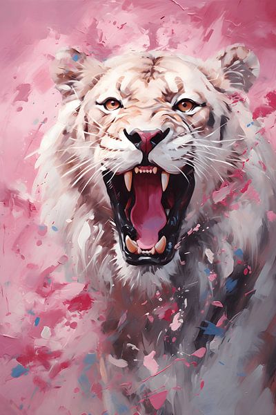 Tijger in roze van NJ Midnight Studio