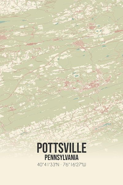 Carte ancienne de Pottsville (Pennsylvanie), Etats-Unis. par Affiches de lieux