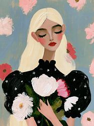 Het meisje met de bloemen, modern portret