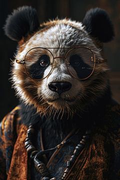 Portrait of a panda with clothes by Digitale Schilderijen