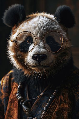 Portret van een panda met kleding