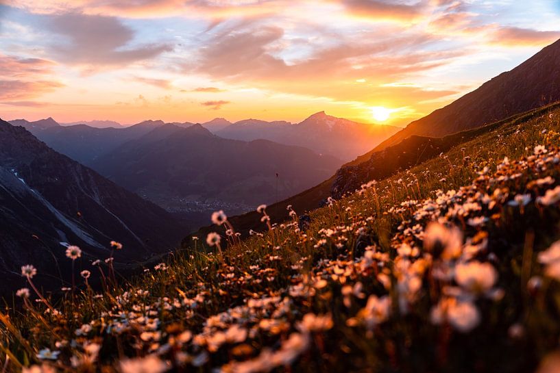 flowery sunrise over Kleinwalsertal valley by Leo Schindzielorz
