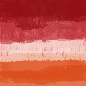 Meer kleur. Abstract landschap in oranje, roze, rood. van Dina Dankers