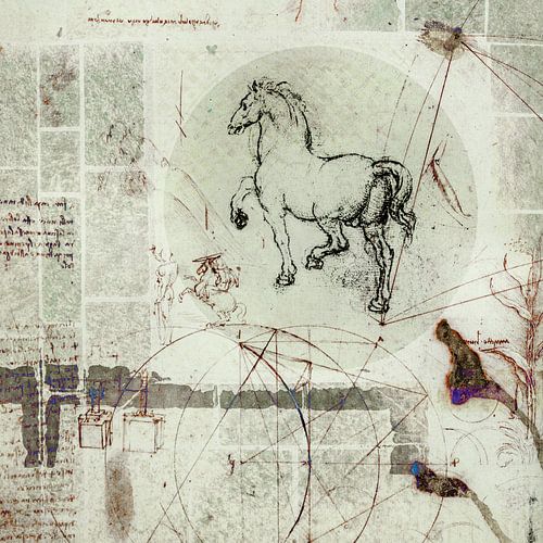 Graphic. Paard van Da Vinci. Industrieel.