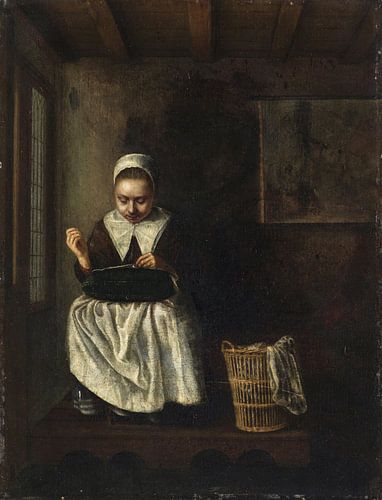 A Girl Sewing, Nicolaes Maes