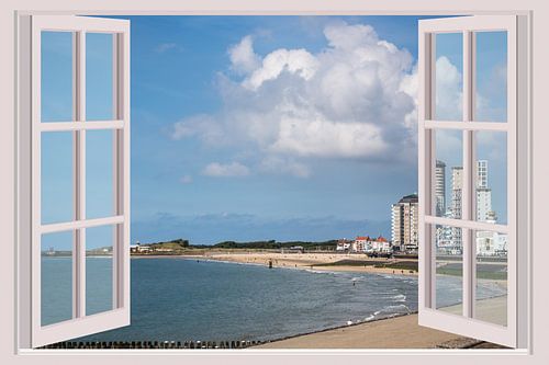 Uitzicht op de Westerschelde en het Nollestrand in Vlissingen (Zeeland)