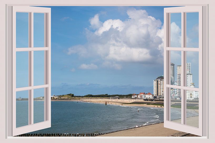 Uitzicht op de Westerschelde en het Nollestrand in Vlissingen (Zeeland) van Fotografie Jeronimo