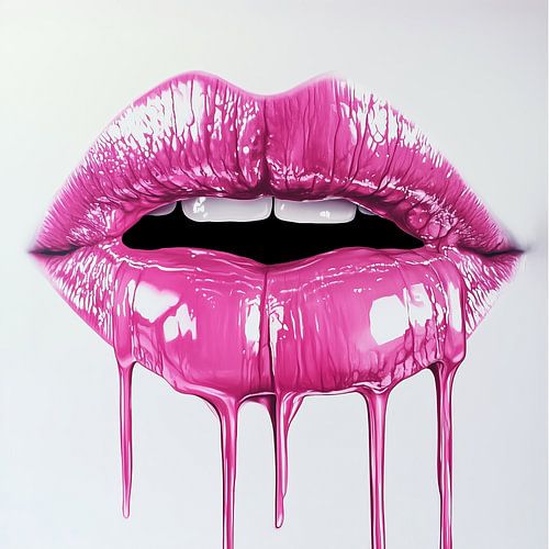 Kwijlende roze lippen