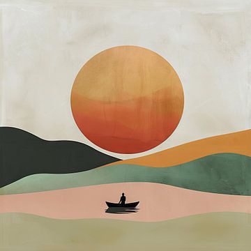 Landschap bij zonsondergang van Poster Art Shop