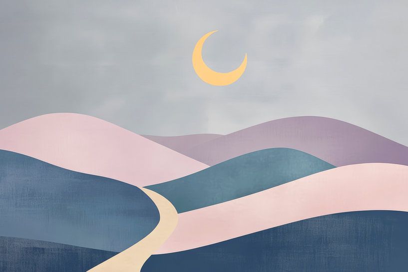 Nuit de lune sur des collines douces par Poster Art Shop