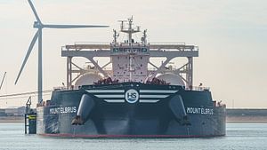 Massengutfrachter Mount Elbrus im Hafen von Rotterdam.