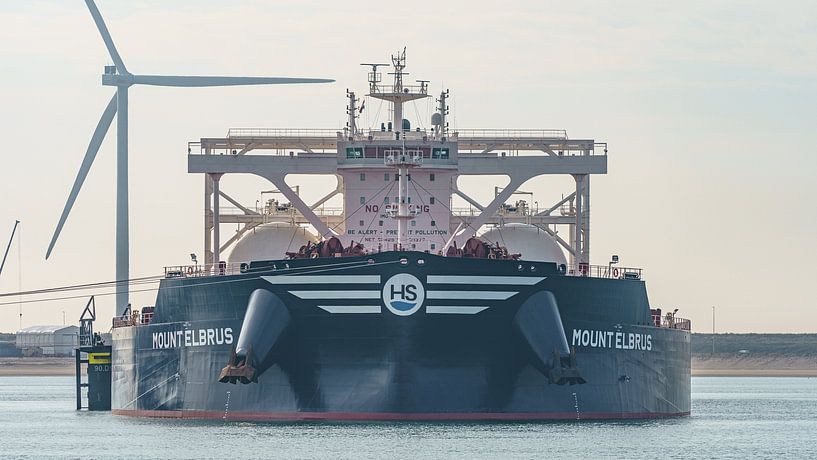 Bulk carrier Mount Elbrus in the port of Rotterdam. by Jaap van den Berg