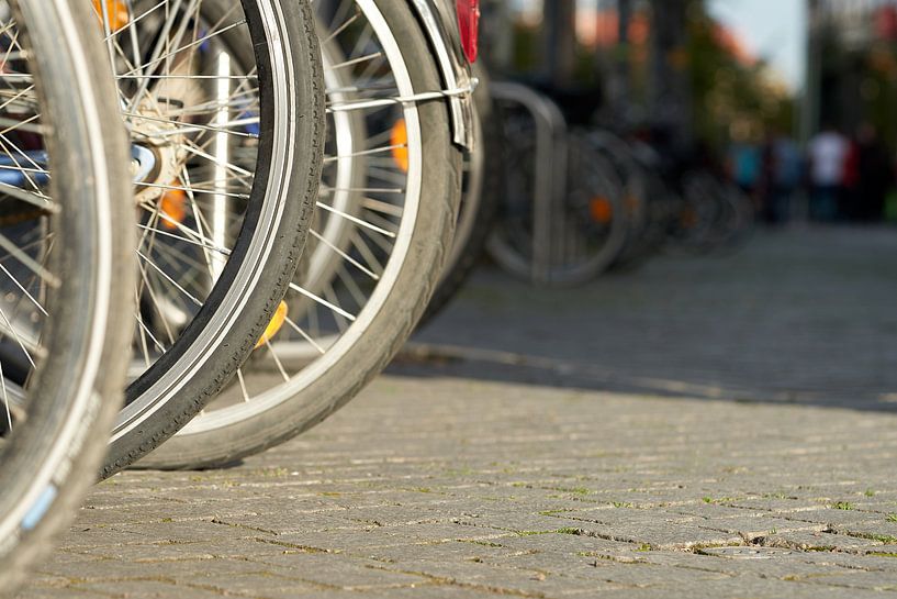 Fahrräder an einem Fahrradständer von Heiko Kueverling