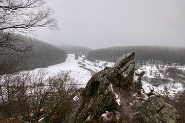 Le rocher du Bieley dans la neige