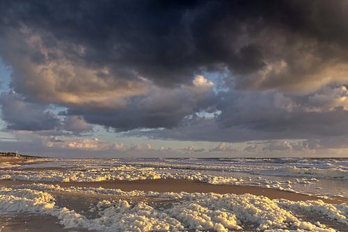 Dark clouds along the coast.