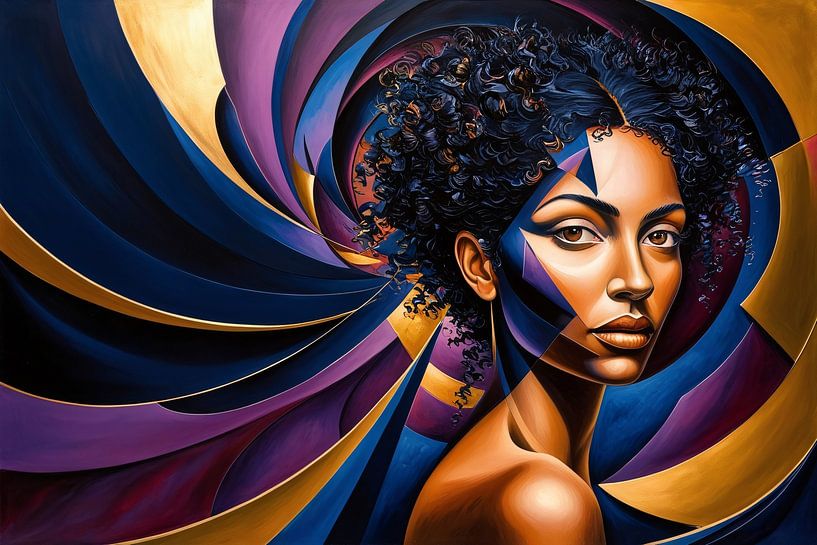 Abstract colourful portrait woman by Art & Soul Creations
