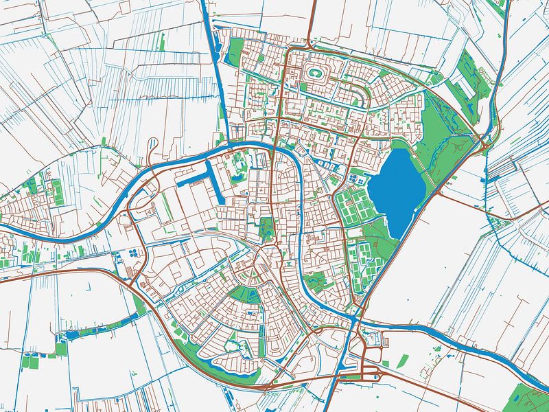Map of Alphen aan de Rijn in the style Urban Ivory by De Kaartenwinkel