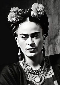 Frida Poster Print noir et blanc