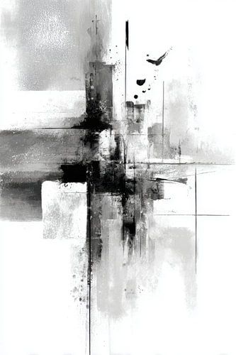 Abstract Schilderij - Zwart Wit Krachtig en Modern