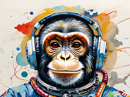 Vrolijke astronaut aap