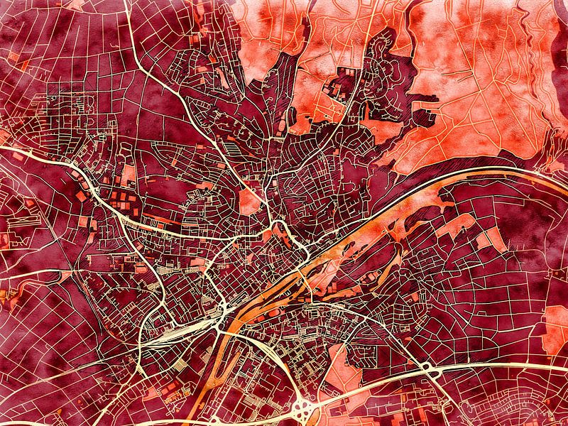Map of Schweinfurt with the style 'Amber Autumn' by Maporia
