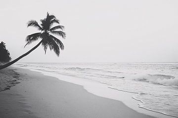 Rustige strandfoto met palmboom van Art & Soul Creations