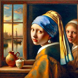 Die Mädchen von Johannes Vermeer und Rembrandt van Rijn. Popart