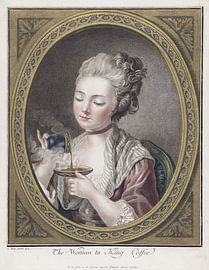 Bust of a young woman drinking coffee, Louis-Marin Bonnet, 1774 by Atelier Liesjes
