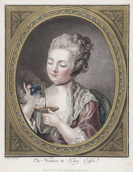 Büste einer jungen Frau beim Kaffeetrinken, Louis-Marin Bonnet, 1774 von Atelier Liesjes