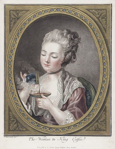 Buste d'une jeune femme buvant du café, Louis-Marin Bonnet, 1774 par Atelier Liesjes